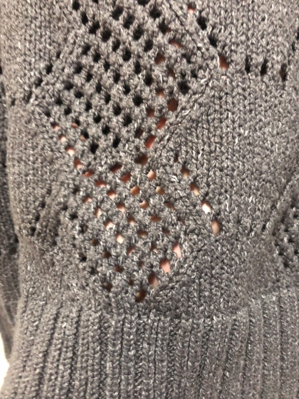 Women’s Medium grey chunky sweater with open weave - Picture 4 of 6